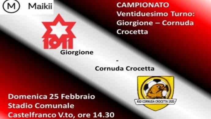 Giorgione Calcio, dopo la sosta c’è il Cornuda Crocetta al Comunale
